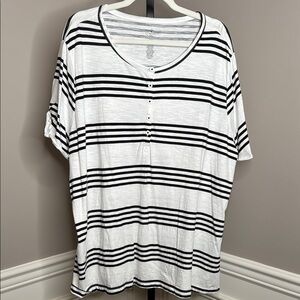 St. John's Bay Black and White Striped Women's Top size 3X